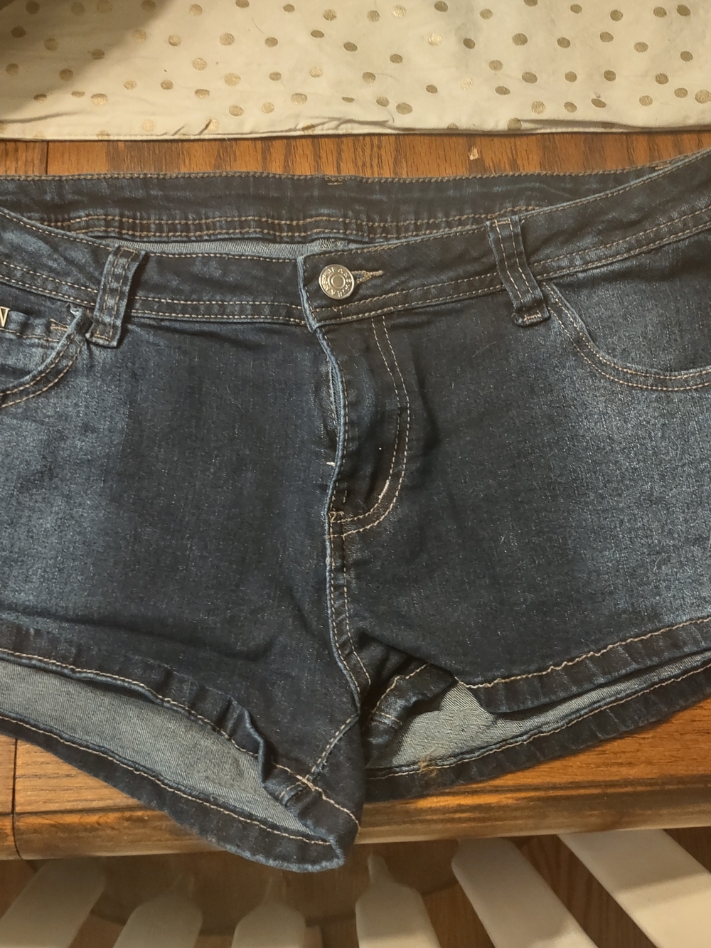 SHEIN Dark Indigo Denim Roll-Hem Jean Shorts